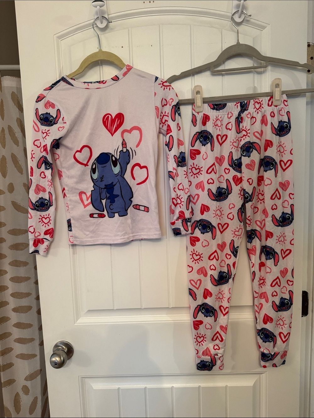 Disney Pink and Red Stitch Heart Pajama Set